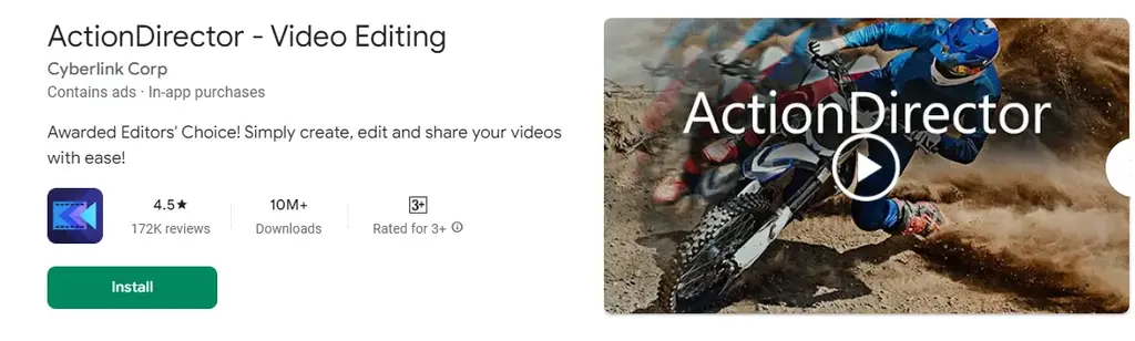 ActionDirector video editing app