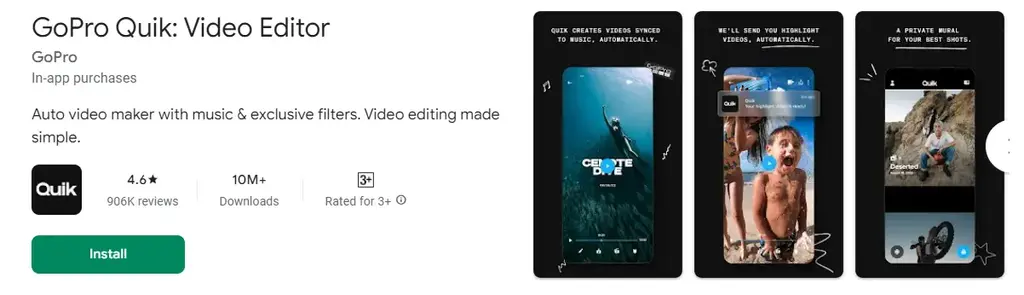 Quik video editing app image